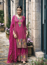 Fantastic Embroidered Work Salwar Suit in Pink Colour